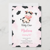 Bewerkbare Schattigee Koe Verjaardagsuitnodiging Kaart (Voorkant)