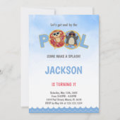 Bewerkbare Schattigee Summer Swim Party Uitnodigin Kaart (Voorkant)
