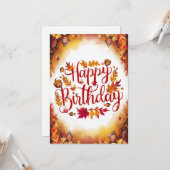 Bewerkbare Schattigee Wens Herfst Herfst Gelukkige Kaart (Voorkant / Achterkant in situ)