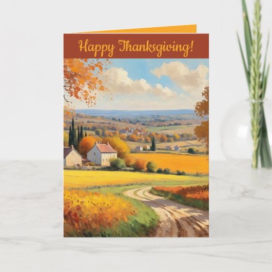 Bewerkbare Schilderachtig Thanksgiving Dag Groeten Kaart (Voorkant)