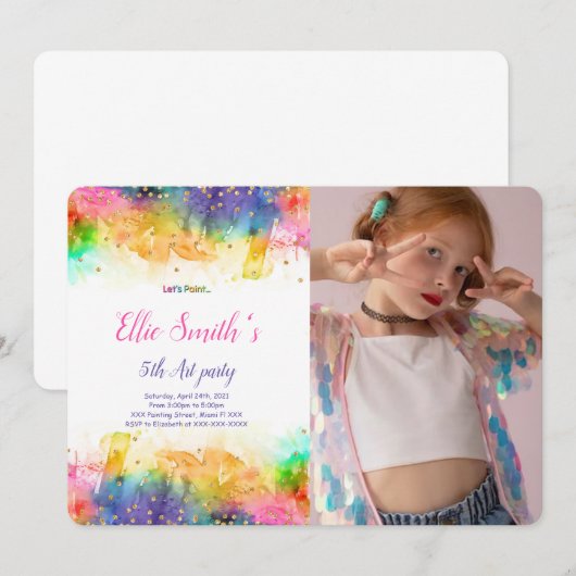 bewerkbare schilderij verjaardagsuitnodiging kaart (Voorkant / Achterkant)