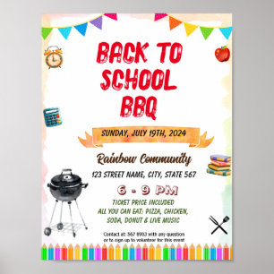 Bewerkbare school BBQ picknickflyer Poster