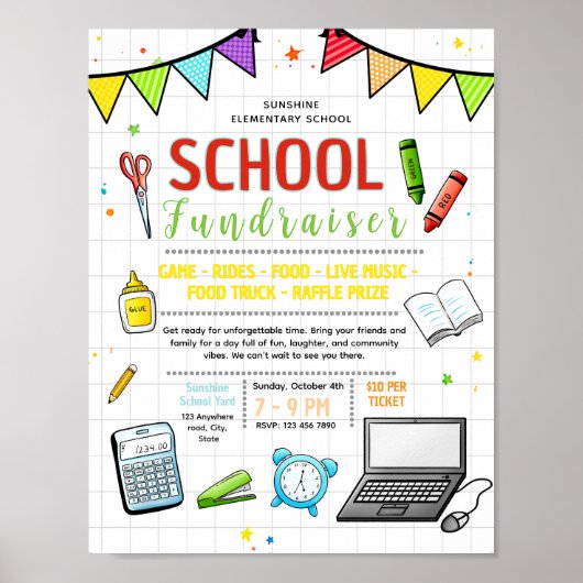 Bewerkbare school open dag fondsenwervingsflyer poster (Voorkant)