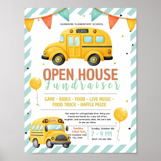 Bewerkbare schoolbus fondsenwervingsflyer poster (Voorkant)