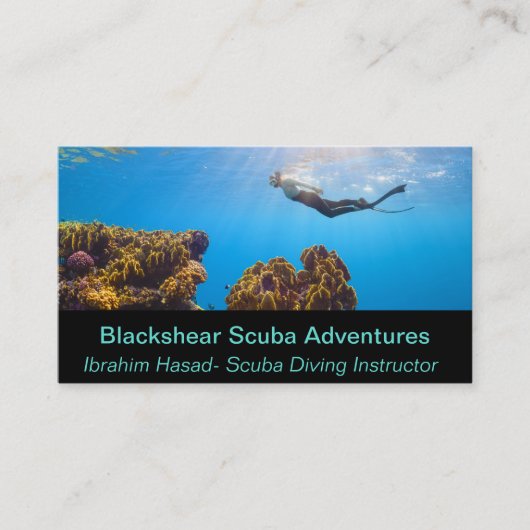 Bewerkbare Scuba Adventures en Lessen Visitekaartje (Voorkant)