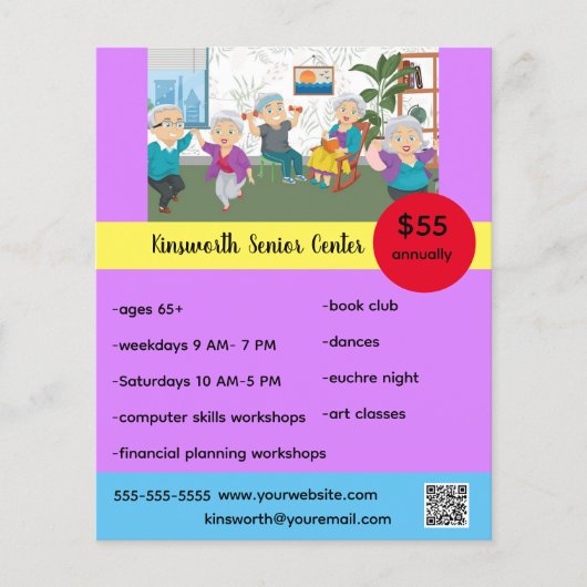 Bewerkbare Senior Center Flyer (Voorkant)