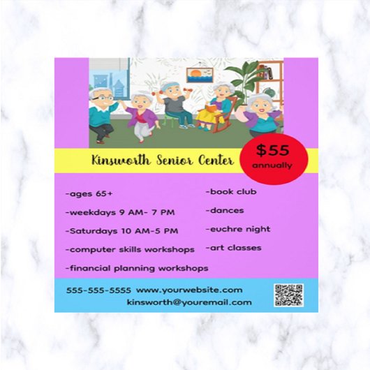 Bewerkbare Senior Center Flyer