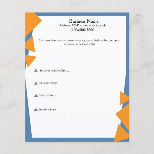 Bewerkbare service basisfolder blauw en oranje flyer (Voorkant)