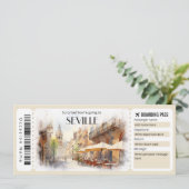 Bewerkbare Sevilla Boarding Pass Vliegticket Kaart (Staand voorkant)