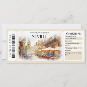Bewerkbare Sevilla Boarding Pass Vliegticket Kaart