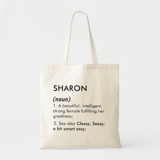 Bewerkbare Sharon naam definitie, aangepaste naam Tote Bag (Voorkant)