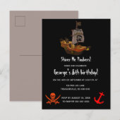 Bewerkbare Shiver Me Timbers Pirate Verjaardag Uitnodiging Briefkaart (Voorkant / Achterkant)