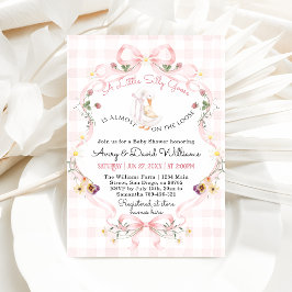 Bewerkbare Silly Goose Baby Shower Roze Strik Kaart