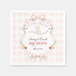 Bewerkbare Silly Goose Baby Shower Roze Strik Servet