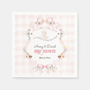 Bewerkbare Silly Goose Baby Shower Roze Strik Servet