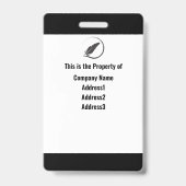 Bewerkbare Simple Black & White Employee ID Badge (Achterkant)