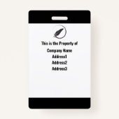 Bewerkbare Simple Black & White Employee ID Badge (Achterkant)