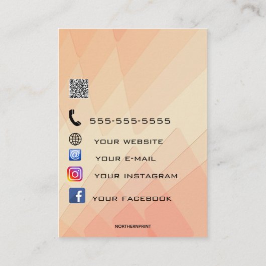 Bewerkbare Sinaasappel Perzik Sieraden Houder Kaar Visitekaartje (Achterkant)