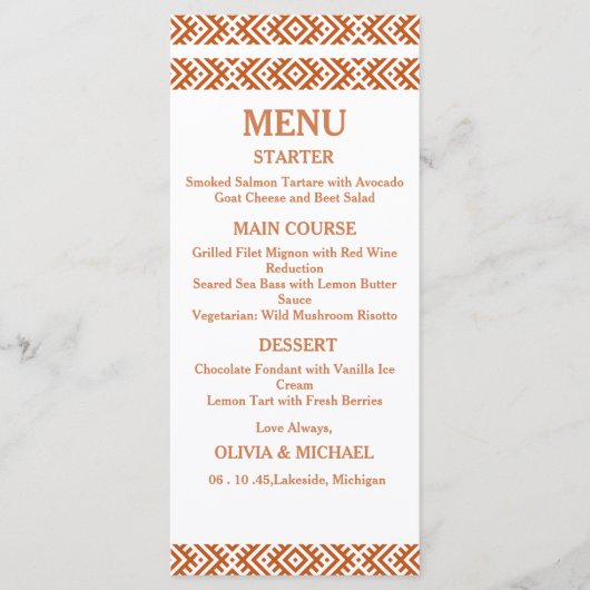 Bewerkbare sjabloon Afrikaanse print bruiloftsmenu Menu (Voorkant)