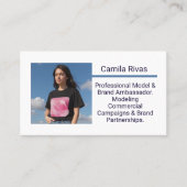 Bewerkbare Sjabloon Trendy Model Brand Ambassador Visitekaartje (Voorkant)