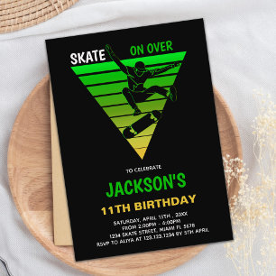 Bewerkbare Skater Party Uitnodiging voor jongens