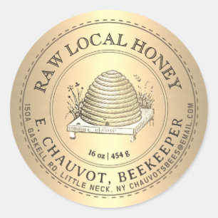 Bewerkbare Skep Honey Kraft Honey Jar Label