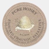 Bewerkbare Skep Honey Kraft Honey Jar Label (Voorkant)