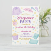 Bewerkbare Sleepover verjaardagsfeestje uitnodigin Kaart (Staand voorkant)