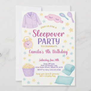 Bewerkbare Sleepover verjaardagsfeestje uitnodigin Kaart