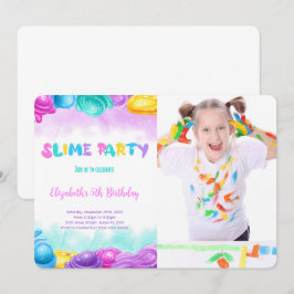 Bewerkbare slijm verjaardagsfeestfoto kaart