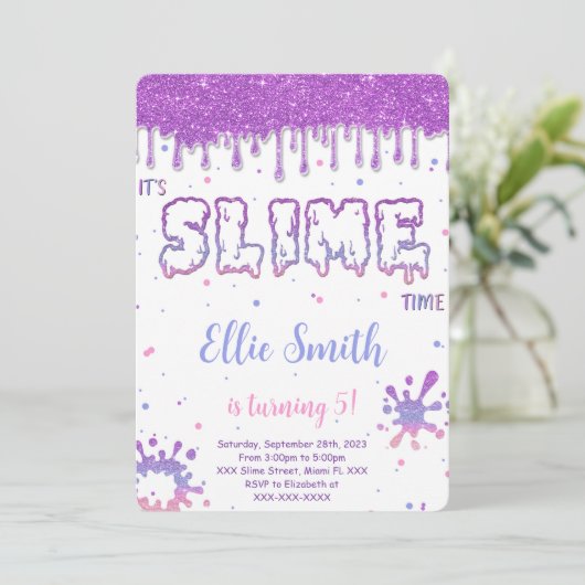 Bewerkbare Slime Uitnodiging (Staand voorkant)