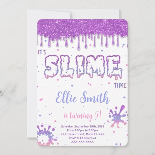 Bewerkbare Slime Uitnodiging (Voorkant)