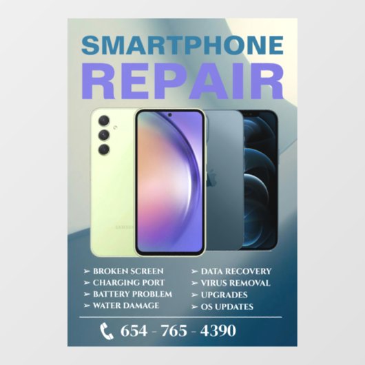 Bewerkbare Smartphone Reparatie Services Venster C Raamsticker (Vel)