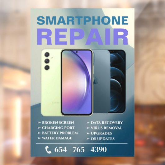 Bewerkbare Smartphone Reparatie Services Venster C Raamsticker (Vel 2)