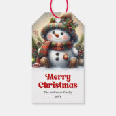 Bewerkbare Sneeuwman Kinder Cadeaubijsluiter Geper Cadeaulabel (Achterkant)