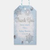 Bewerkbare sneeuwvlok Bedankt Labels voor Baby Boy Cadeaulabel (Voorkant)