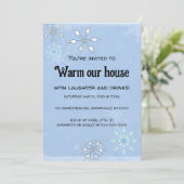 Bewerkbare Sneeuwvlokken Huis Warming Uitnodiging (Staand voorkant)