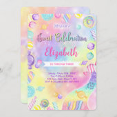 Bewerkbare Snoep verjaardagsuitnodiging Kaart (Voorkant / Achterkant)