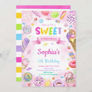 Bewerkbare Snoep verjaardagsuitnodiging Kaart