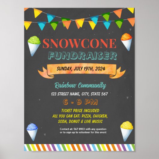 Bewerkbare Snowcone Fundraiser Flyer Poster (Voorkant)