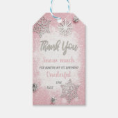 Bewerkbare Snowflake Party Bedankt Labels voor mei Cadeaulabel (Voorkant)