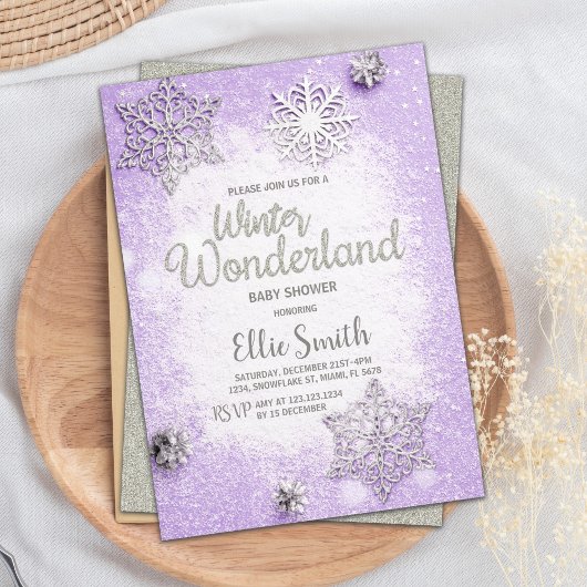 Bewerkbare Snowflake Theme Kaart voor Meisje Baby