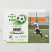 Bewerkbare Soccer Party Uitnodiging met foto (Voorkant)