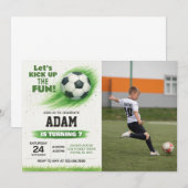 Bewerkbare Soccer Party Uitnodiging met foto (Voorkant / Achterkant)