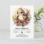 Bewerkbare Songbird Birthday Kaart (Staand voorkant)