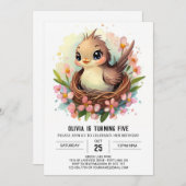 Bewerkbare Songbird Birthday Kaart (Voorkant / Achterkant)