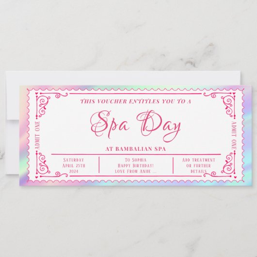 Bewerkbare Spa Voucher Ticket Cadeaubon Kaart (Voorkant)