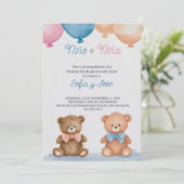 Bewerkbare Spaanse Teddybeer Geslacht Onthullen Kaart (Staand voorkant)