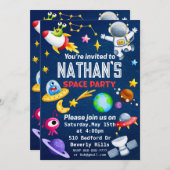 Bewerkbare Space Party uitnodiging (Voorkant / Achterkant)