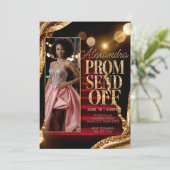 Bewerkbare Sparkling Gold Prom Verstuur DIY-foto Kaart (Staand voorkant)